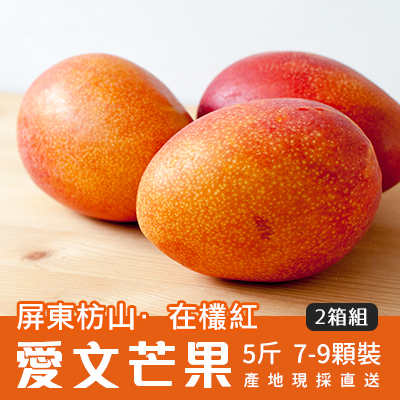自然農法-屏東枋山愛文芒果 5斤/7-9顆裝(2箱組)