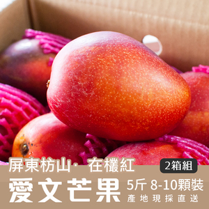 [輕鬆開吃] 自然農法-屏東枋山愛文芒果 5斤/8-10顆裝(2箱組)
